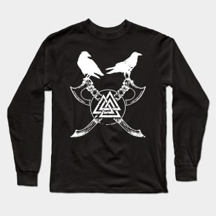 Huginn and Muninn, Odins Raven and Valknut Long Sleeve T-Shirt